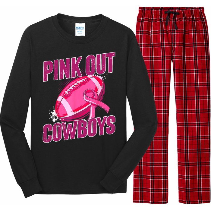 Cowboys Football Tackle Breast Cancer Gift Long Sleeve Pajama Set