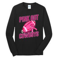 Cowboys Football Tackle Breast Cancer Gift Tall Long Sleeve T-Shirt