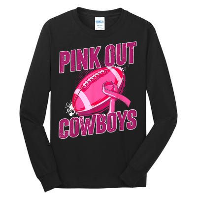 Cowboys Football Tackle Breast Cancer Gift Tall Long Sleeve T-Shirt