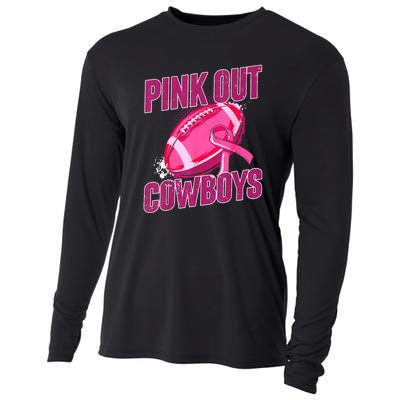 Cowboys Football Tackle Breast Cancer Gift Cooling Performance Long Sleeve Crew