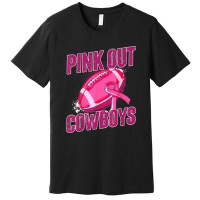 Cowboys Football Tackle Breast Cancer Gift Premium T-Shirt