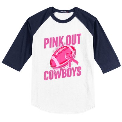 Cowboys Football Tackle Breast Cancer Gift Baseball Sleeve Shirt