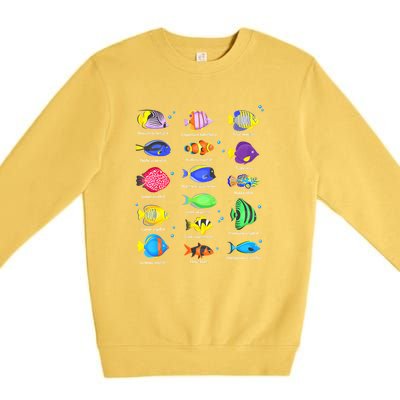 Cute Fishing Types Of Fishes Fish Water Species Gift Premium Crewneck Sweatshirt