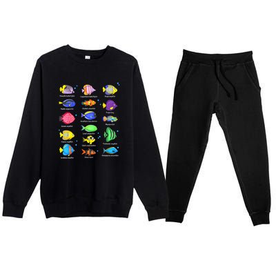 Cute Fishing Types Of Fishes Fish Water Species Gift Premium Crewneck Sweatsuit Set