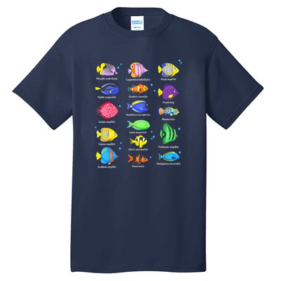 Cute Fishing Types Of Fishes Fish Water Species Gift Tall T-Shirt