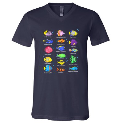 Cute Fishing Types Of Fishes Fish Water Species Gift V-Neck T-Shirt