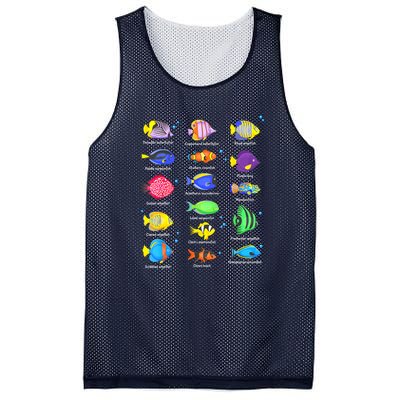 Cute Fishing Types Of Fishes Fish Water Species Gift Mesh Reversible Basketball Jersey Tank