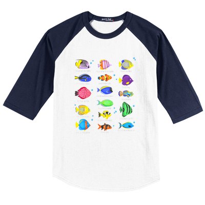 Cute Fishing Types Of Fishes Fish Water Species Gift Baseball Sleeve Shirt