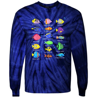 Cute Fishing Types Of Fishes Fish Water Species Gift Tie-Dye Long Sleeve Shirt