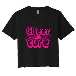 Cheer For The Cure Breast Cancer Awareness Pink Ribbon Gift Women's Crop Top Tee