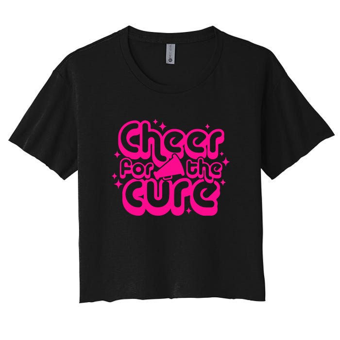 Cheer For The Cure Breast Cancer Awareness Pink Ribbon Gift Women's Crop Top Tee