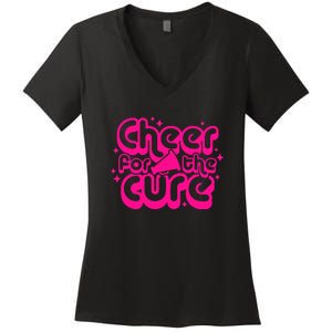 Cheer For The Cure Breast Cancer Awareness Pink Ribbon Gift Women's V-Neck T-Shirt