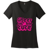 Cheer For The Cure Breast Cancer Awareness Pink Ribbon Gift Women's V-Neck T-Shirt