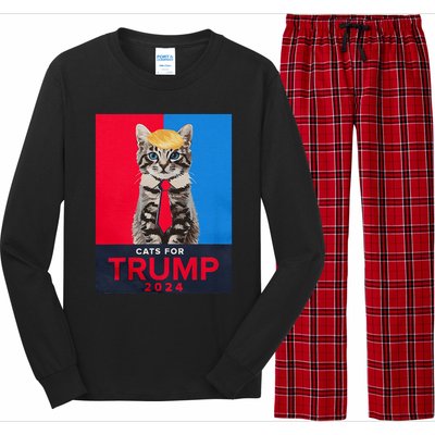 Cats For Trump 2024 Funny For Vance Trump Long Sleeve Pajama Set