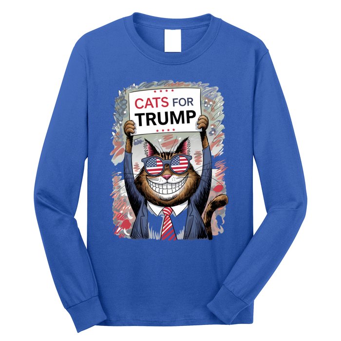 Cats For Trump 2024 Kittens And Ducks For Trump Vance 2024 Cool Gift Long Sleeve Shirt