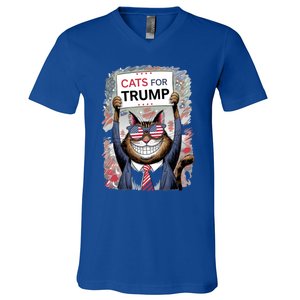 Cats For Trump 2024 Kittens And Ducks For Trump Vance 2024 Cool Gift V-Neck T-Shirt