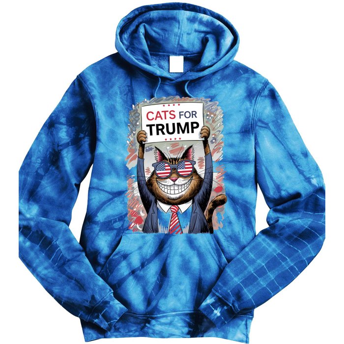 Cats For Trump 2024 Kittens And Ducks For Trump Vance 2024 Cool Gift Tie Dye Hoodie