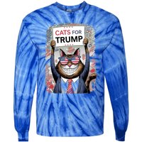 Cats For Trump 2024 Kittens And Ducks For Trump Vance 2024 Cool Gift Tie-Dye Long Sleeve Shirt