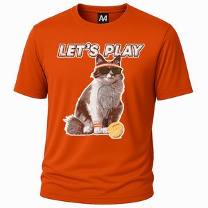 Cool Funny Tennis Cat Wearing Sunglasses Tennis Racket Ball Cooling Performance Crew T-Shirt