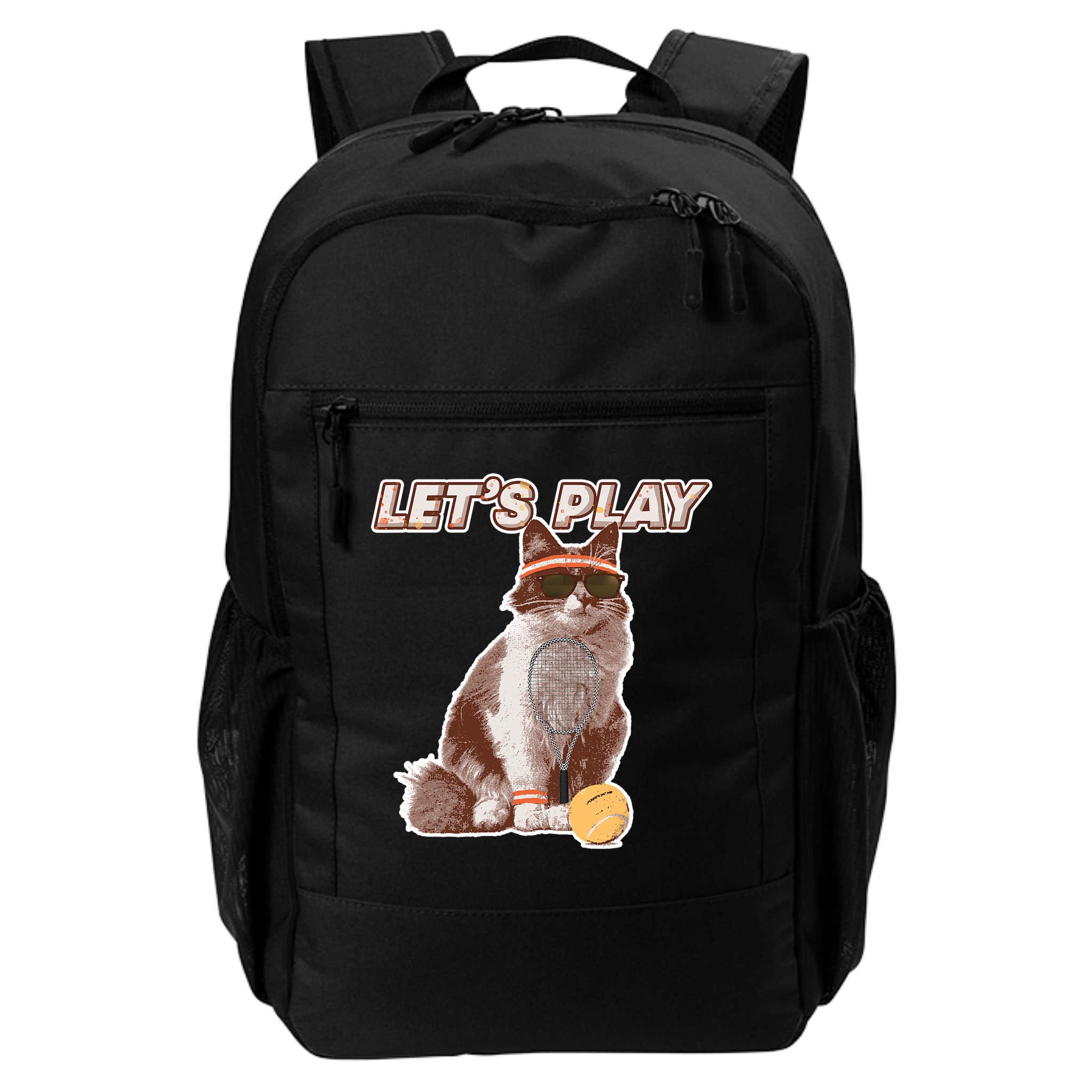 Cool Funny Tennis Cat Wearing Sunglasses Tennis Racket Ball Backpack
