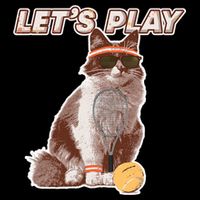 Cool Funny Tennis Cat Wearing Sunglasses Tennis Racket Ball Backpack