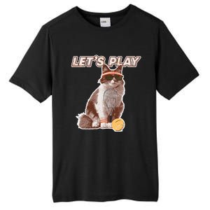 Cool Funny Tennis Cat Wearing Sunglasses Tennis Racket Ball Tall Fusion ChromaSoft Performance T-Shirt