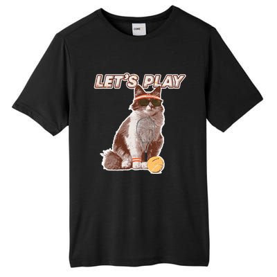 Cool Funny Tennis Cat Wearing Sunglasses Tennis Racket Ball Tall Fusion ChromaSoft Performance T-Shirt