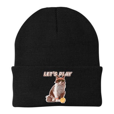 Cool Funny Tennis Cat Wearing Sunglasses Tennis Racket Ball Beanie