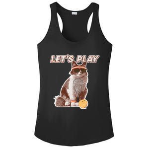 Cool Funny Tennis Cat Wearing Sunglasses Tennis Racket Ball Ladies PosiCharge Competitor Racerback Tank