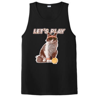 Cool Funny Tennis Cat Wearing Sunglasses Tennis Racket Ball PosiCharge Competitor Tank