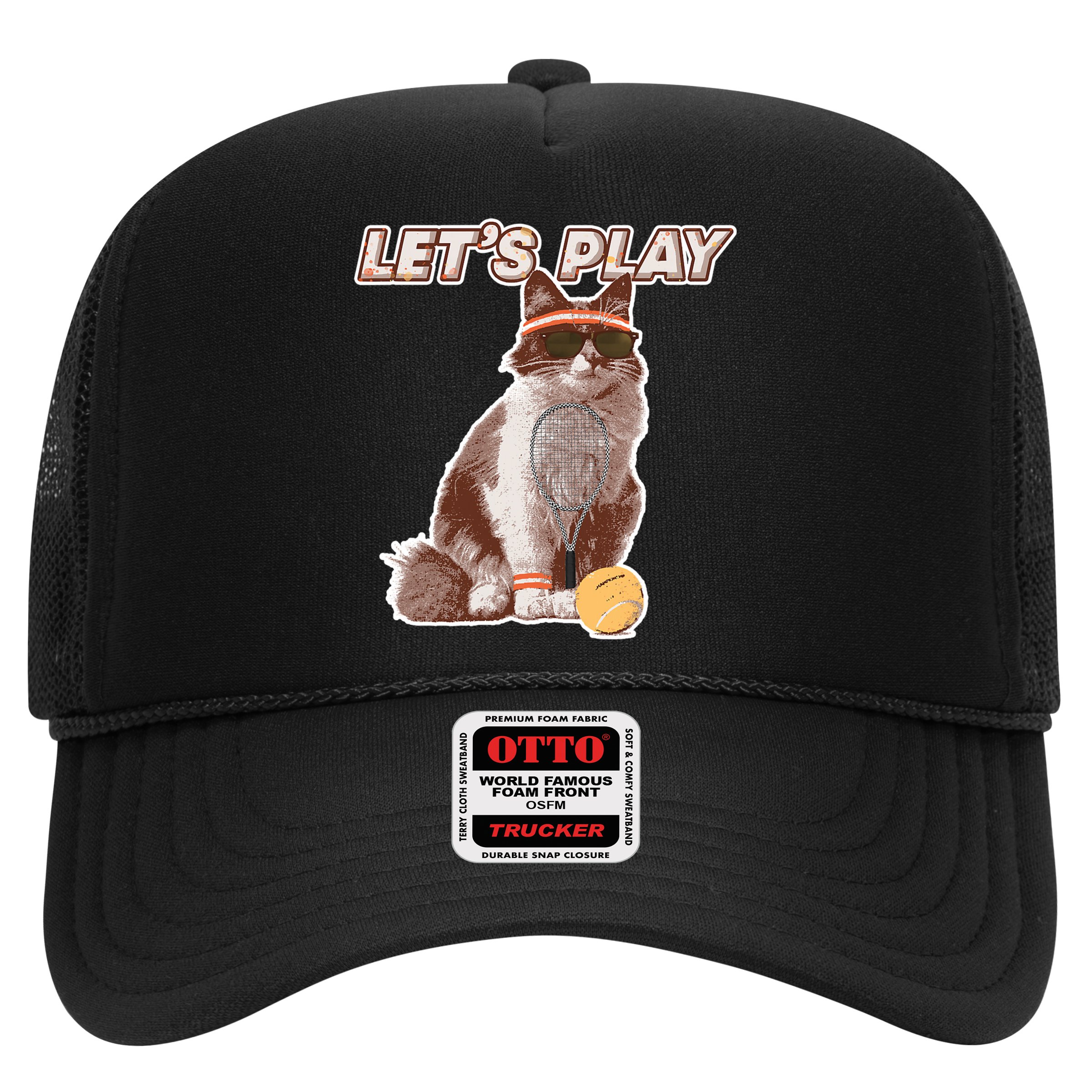 Cool Funny Tennis Cat Wearing Sunglasses Tennis Racket Ball Hat