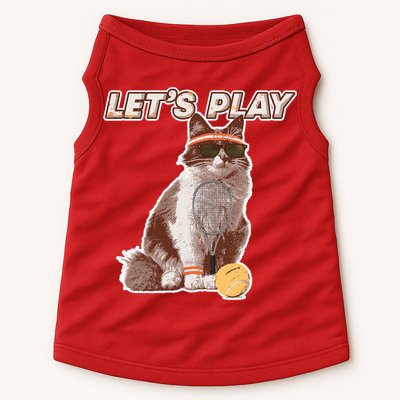 Cool Funny Tennis Cat Wearing Sunglasses Tennis Racket Ball Doggie Tank