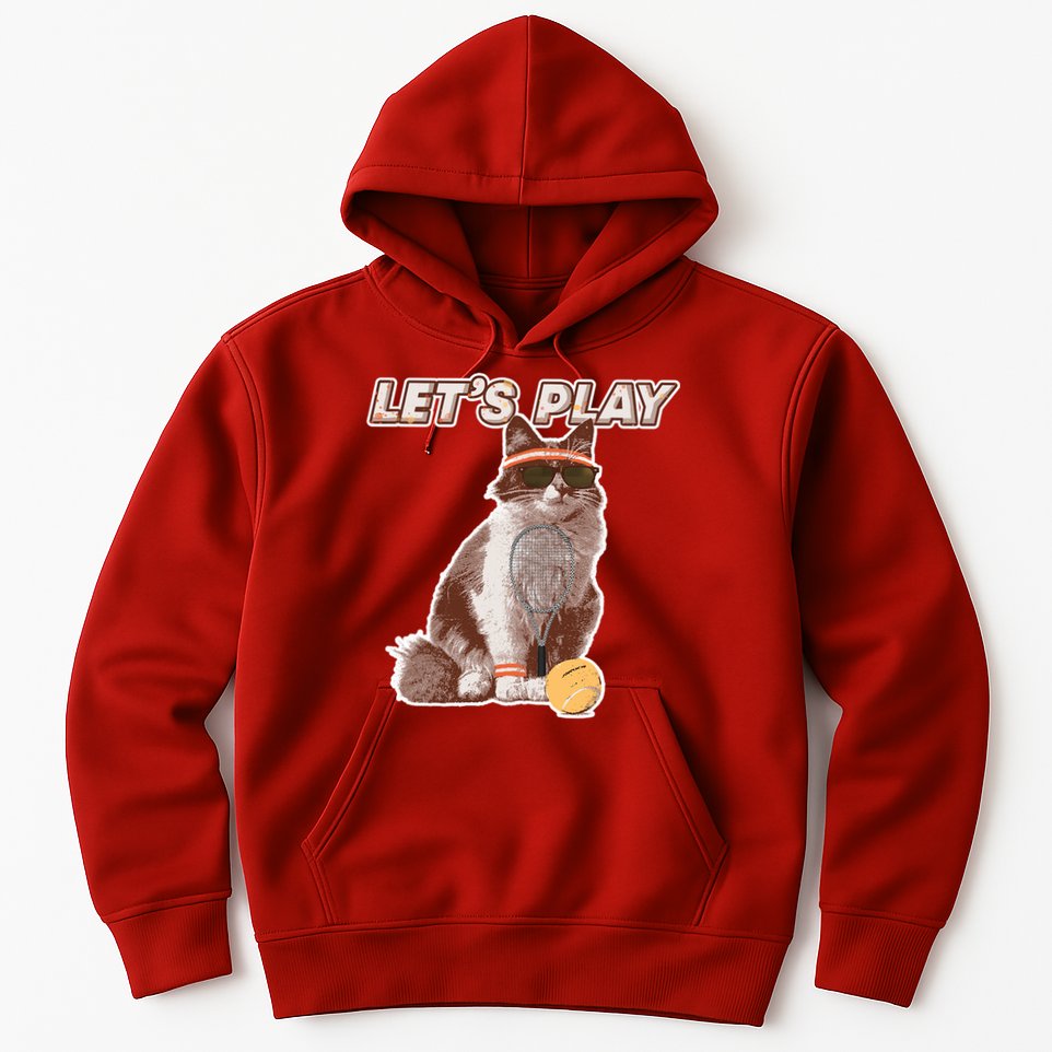 Cool Funny Tennis Cat Wearing Sunglasses Tennis Racket Ball Hoodie