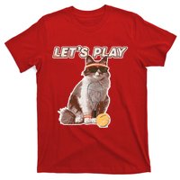 Cool Funny Tennis Cat Wearing Sunglasses Tennis Racket Ball T-Shirt