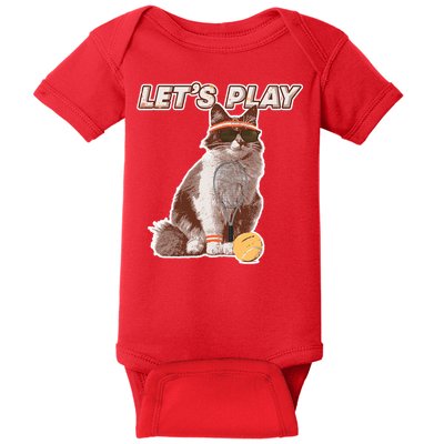 Cool Funny Tennis Cat Wearing Sunglasses Tennis Racket Ball Baby Bodysuit