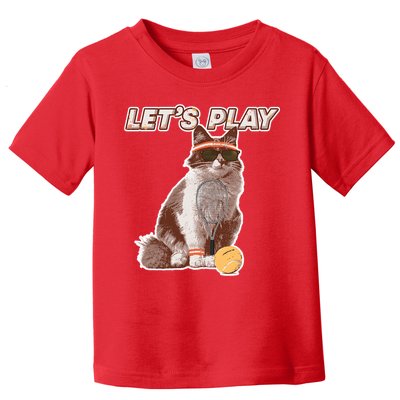 Cool Funny Tennis Cat Wearing Sunglasses Tennis Racket Ball Toddler T-Shirt