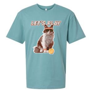 Cool Funny Tennis Cat Wearing Sunglasses Tennis Racket Ball Sueded Cloud Jersey T-Shirt