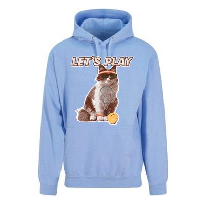 Cool Funny Tennis Cat Wearing Sunglasses Tennis Racket Ball Unisex Surf Hoodie