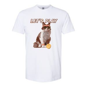 Cool Funny Tennis Cat Wearing Sunglasses Tennis Racket Ball Softstyle CVC T-Shirt