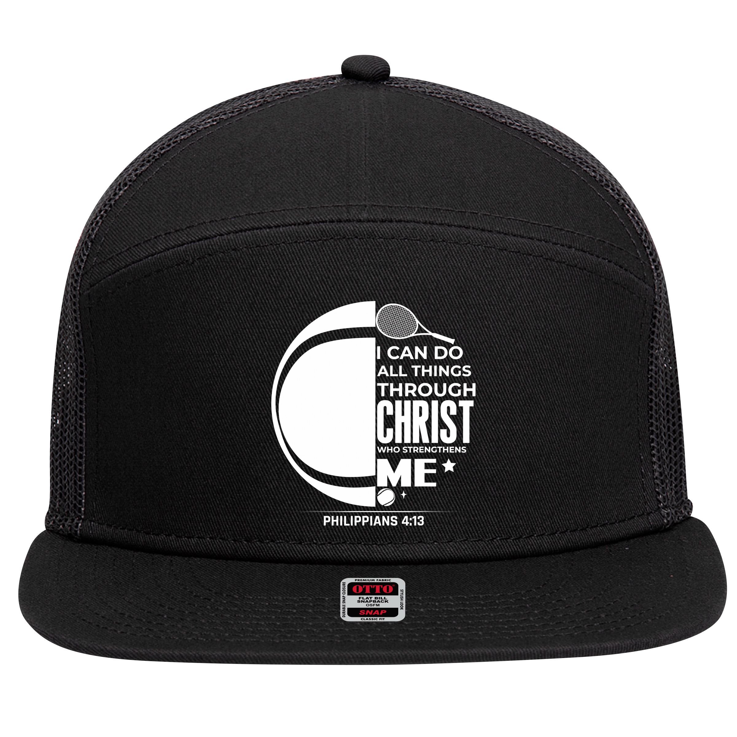 Christian Funny Tennis Player Gift 7 Panel Mesh Trucker Snapback Hat