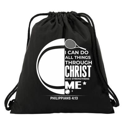 Christian Funny Tennis Player Gift Drawstring Bag