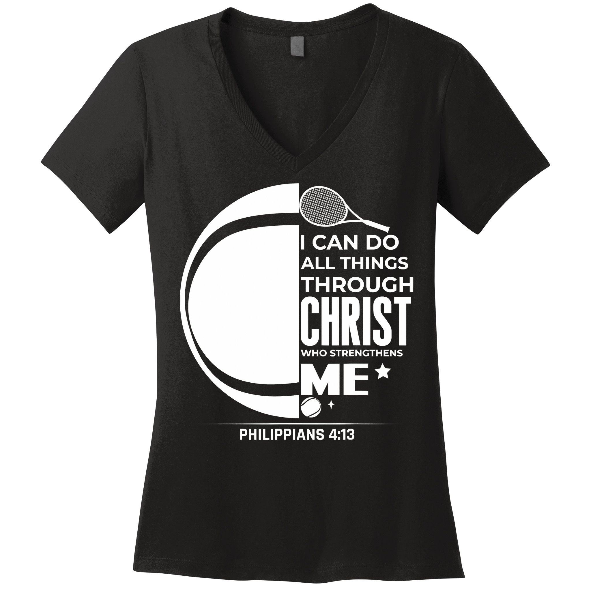 Christian Funny Tennis Player Gift Women's V-Neck T-Shirt
