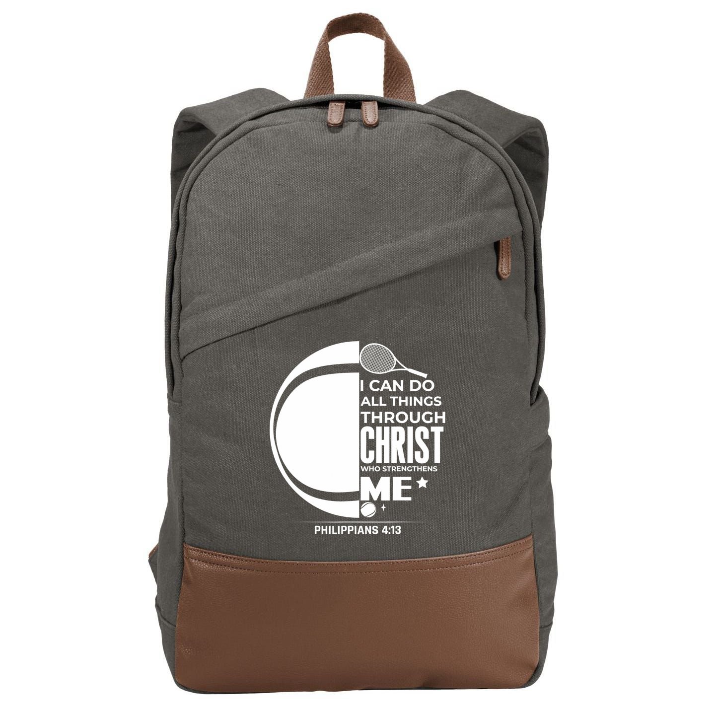 Christian Funny Tennis Player Gift Cotton Canvas Backpack