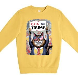 Cats For Trump 2024 Kittens And Ducks For Trump Vance 2024 Meaningful Gift Premium Crewneck Sweatshirt