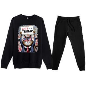 Cats For Trump 2024 Kittens And Ducks For Trump Vance 2024 Meaningful Gift Premium Crewneck Sweatsuit Set