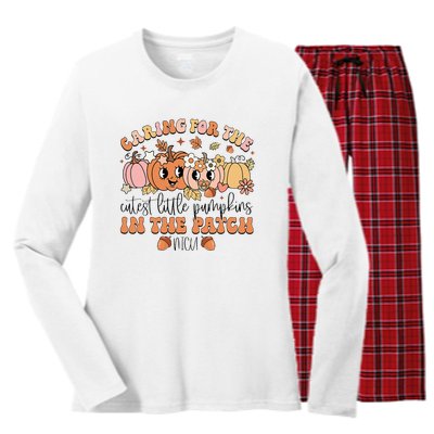 Caring For The Cutest Little Pumpkins In The Patch Nicu Fall Women's Long Sleeve Flannel Pajama Set 