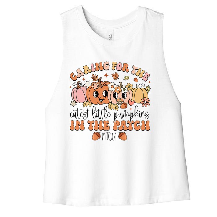 Caring For The Cutest Little Pumpkins In The Patch Nicu Fall Women's Racerback Cropped Tank