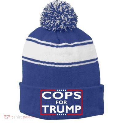 Cops For Trump President Election 2024 Stripe Pom Pom Beanie
