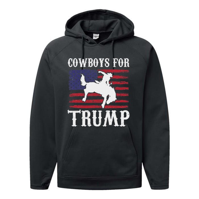 Cowboys For Trump: Western Trump Supporter Design Performance Fleece Hoodie