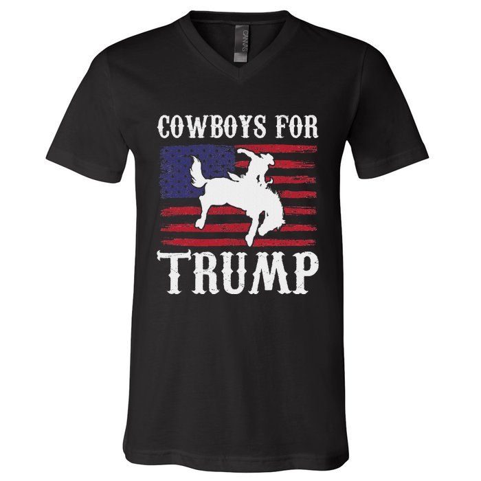 Cowboys For Trump: Western Trump Supporter Design V-Neck T-Shirt